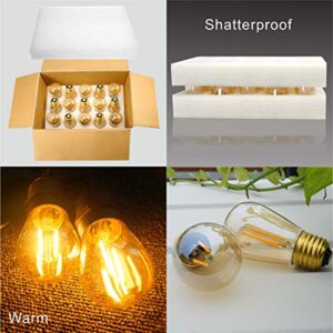 Hizashi 15 Pack S14 Replacement Light Bulbs, 2W=25 Watt Outdoor Edison Bulbs Dimmable E26 Base, Amber 2200K S14 LED Bulbs, Outdoor String Lights Bulbs Replacement, Shatterproof Waterproof, UL Listed