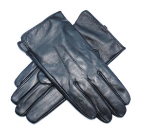 men's luxury cashmere lined genuine butter soft black leather gloves (large)