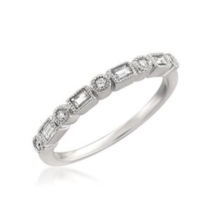 Beyond Brilliance 1/4 Carat Diamond, Bezel-Set Platinum Round & Baguette Diamond Bridal Wedding Band Ring (I-J, SI2-I1) Natural Diamond Wedding Ring For Women | Gift Box Included