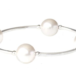 Made As Intended Blessing Bracelets Trio in White Crystal Pearls