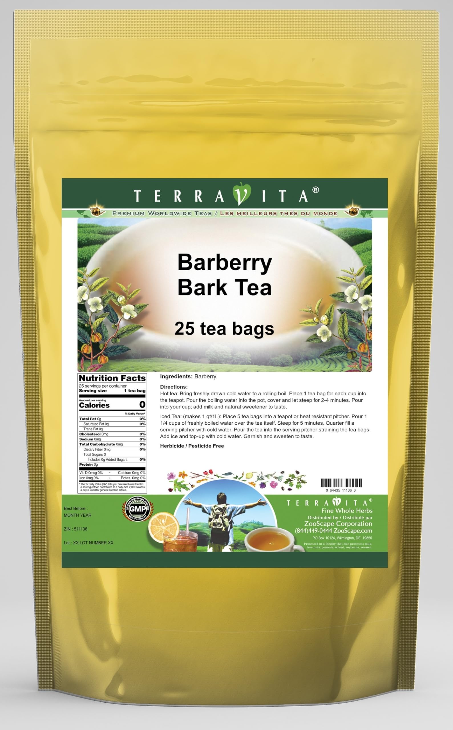 Barberry Bark Tea (25 tea bags, ZIN: 511136) - 2 Pack