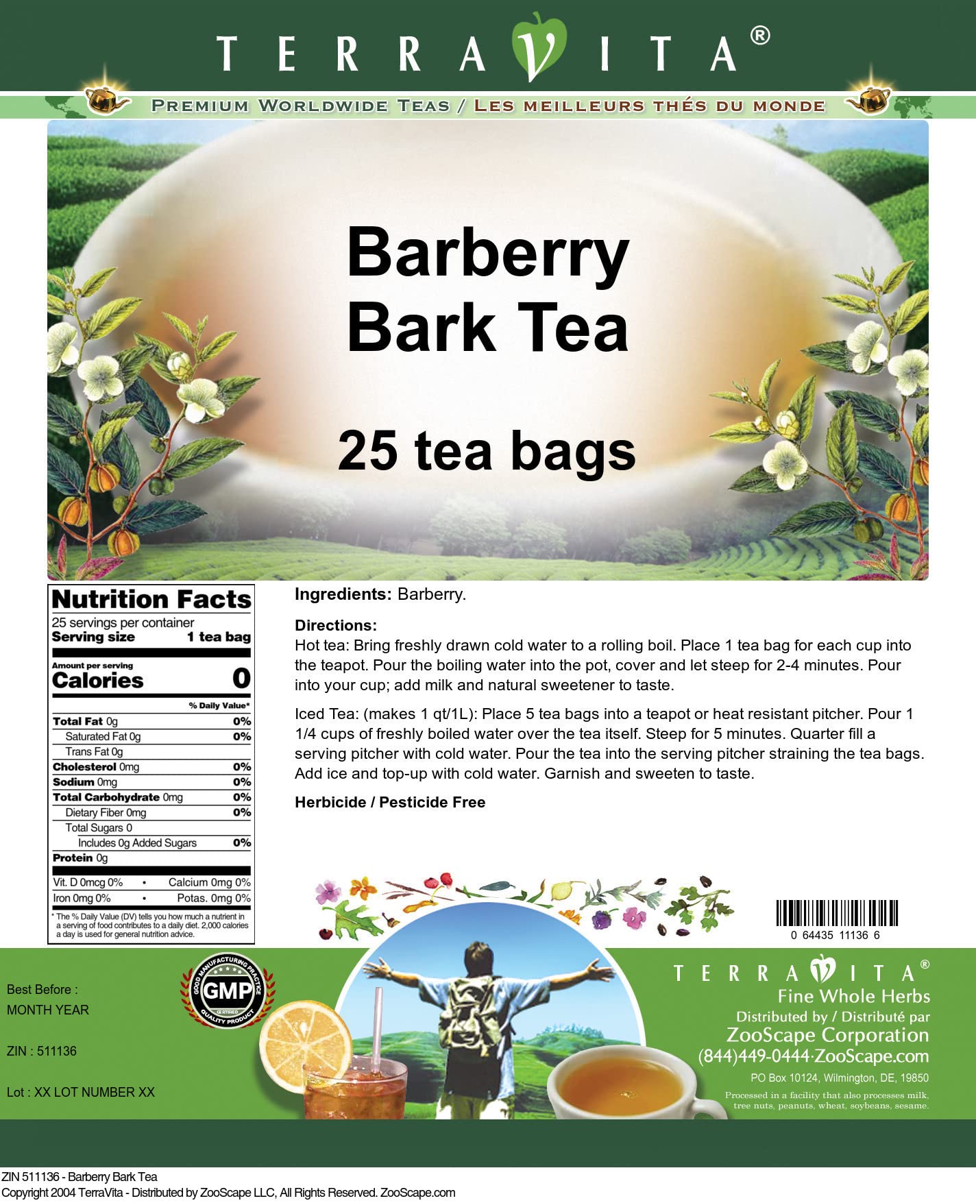 Barberry Bark Tea (25 tea bags, ZIN: 511136) - 2 Pack