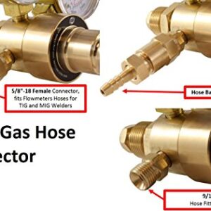 Industrial Argon Regulator/Flowmeter Gauges for MIG and TIG Welders + 5 Feet Hose - SÜA