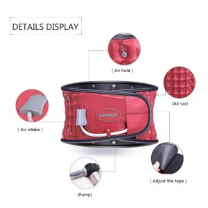 LEAMAI Decompression Back Belt Back Brace Back Pain Lower Lumbar Support Four Colors for Men&Women.(Y01S(25"-36") Red)