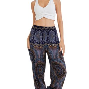 Joob Joob Boho Pants for Women - Hippie Harem Pants Women - Womens Yoga Pants – Comfy Bohemian Flowy Hippie Clothes - Midnight Medium