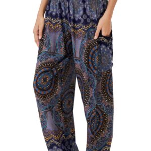 Joob Joob Boho Pants for Women - Hippie Harem Pants Women - Womens Yoga Pants – Comfy Bohemian Flowy Hippie Clothes - Midnight Medium