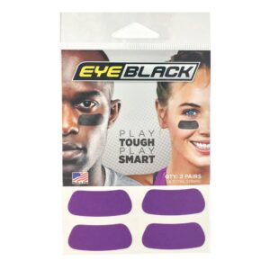 eyeblack under eye strip for athletic sports team - enhance performance, show team spirit, comfortable, easy-to-apply, perfect for game day, practice, winners - purple - 2 pairs (4 strips)