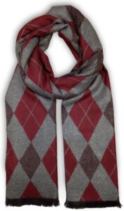 livativ bleu nero luxurious winter scarf for men and women – large selection of unique design scarves – super soft premium cashmere feel burgandy/grey argyle