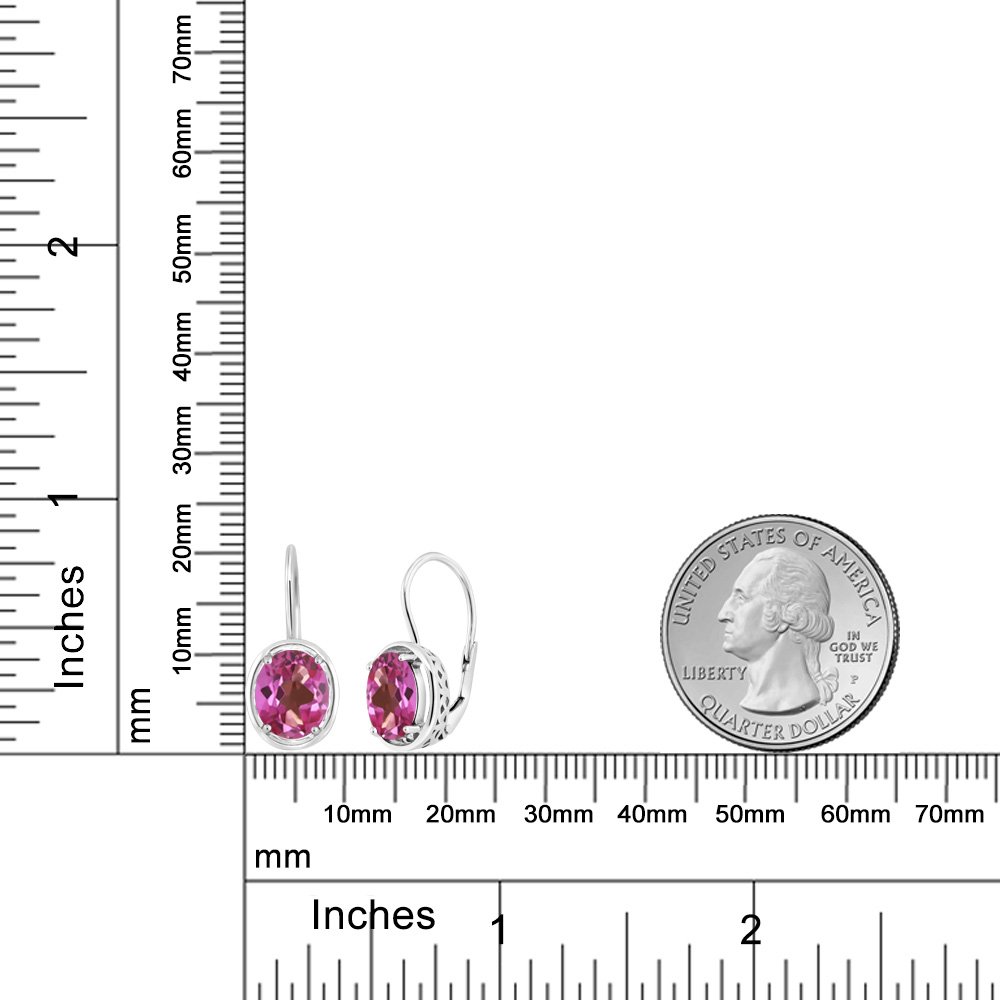 Gem Stone King 925 Sterling Silver Pink Mystic Topaz Women Dangle Earrings (3.60 Ct Oval 9X7MM)