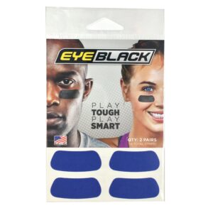 eyeblack under eye strip for athletic sports team - enhance performance, show team spirit, comfortable, easy-to-apply, perfect for game day, practice, winners - blue - 2 pairs (4 strips)