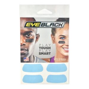 eyeblack under eye strip for athletic sports team - enhance performance, show team spirit, comfortable, easy-to-apply, perfect for game day, practice, winners - baby blue - 2 pairs (4 strips)