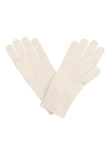 state cashmere jersey knit gloves with ribbed cuffs - classic design for men & women made with 100% pure inner mongolian cashmere - ultra warm winter accessories - (undyed white, one size)