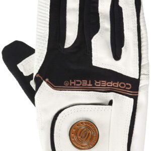 Copper Tech Gloves Men's Golf Glove with Spider Tacky Grip, X-Large, White/Black