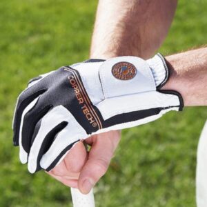 Copper Tech Gloves Men's Golf Glove with Spider Tacky Grip, X-Large, White/Black