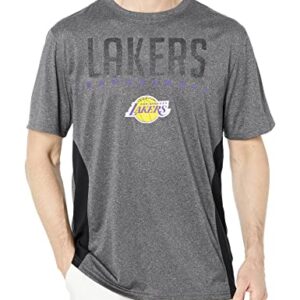 Ultra Game NBA Los Angeles Lakers Mens Active Tee Shirt, Charcoal Heather, Large