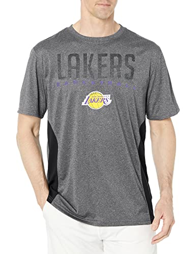 Ultra Game NBA Los Angeles Lakers Mens Active Tee Shirt, Charcoal Heather, Large