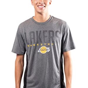 Ultra Game NBA Los Angeles Lakers Mens Active Tee Shirt, Charcoal Heather, Large