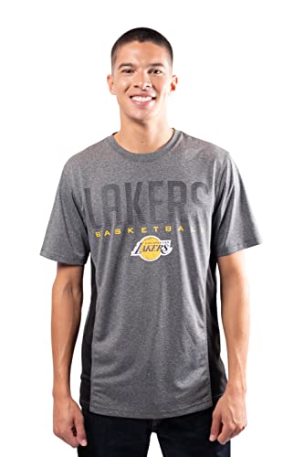 Ultra Game NBA Los Angeles Lakers Mens Active Tee Shirt, Charcoal Heather, Large