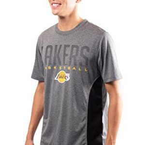 Ultra Game NBA Los Angeles Lakers Mens Active Tee Shirt, Charcoal Heather, Large