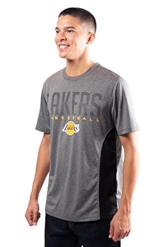 Ultra Game NBA Los Angeles Lakers Mens Active Tee Shirt, Charcoal Heather, Large