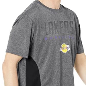 Ultra Game NBA Los Angeles Lakers Mens Active Tee Shirt, Charcoal Heather, Large