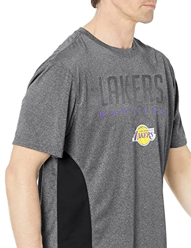 Ultra Game NBA Los Angeles Lakers Mens Active Tee Shirt, Charcoal Heather, Large