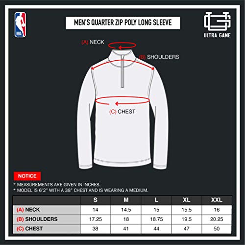 Ultra Game mens Pullover Tee NBA Men s Quarter Zip Poly Knit Long Sleeve Shirt, Team Color, Medium US