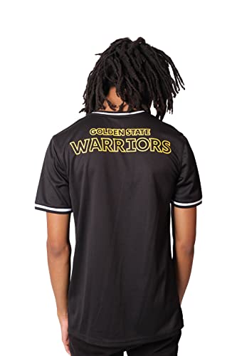 Ultra Game NBA Golden State Warriors Mens Jersey V-Neck Mesh Short Sleeve Tee Shirt, Black, Large