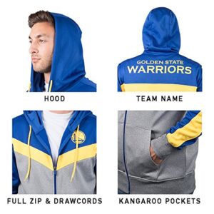 Ultra Game NBA Golden State Warriors Mens Soft Fleece Full Zip Jacket Hoodie, Team Color, Medium