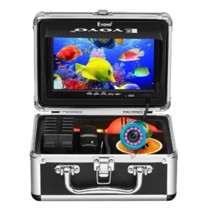 eyoyo underwater fishing camera 7 inch lcd monitor fish finder waterproof 1000tvl fishing camera 12pcs infrared lights for lake, boat, ice fishing