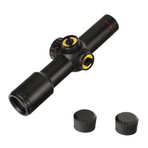 ohhunt 4.5x20E Compact Hunting Rifle Scope Red Illuminated Glass Etched Reticle Riflescope with Flip-Open Lens Caps and Rings