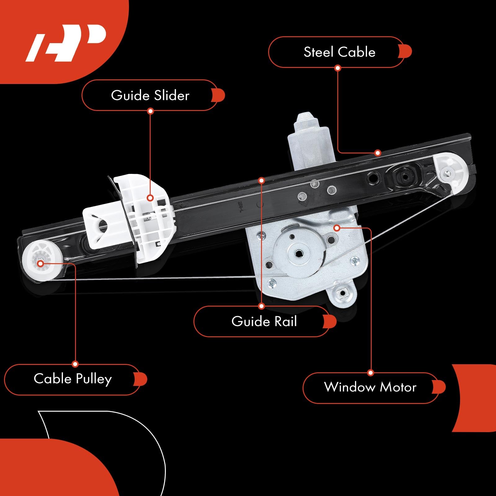 A-Premium Power Window Regulator with Motor Replacement for Ford Focus 2000-2007 Rear Left Driver Side