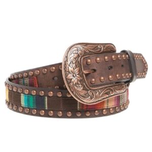 Ariat Women's Serape Center Copper Nail Edge Belt, Multi/Color, Large