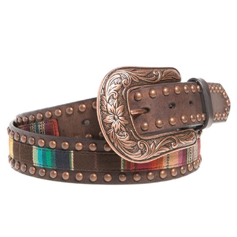 Ariat Women's Serape Center Copper Nail Edge Belt, Multi/Color, Large