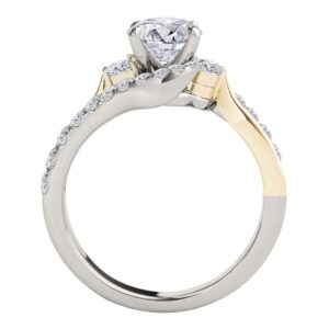 Mauli Jewels 1 Carat Halo Two Tone Diamond Engagement Ring 4 prong 14k Solid Yellow & White Gold