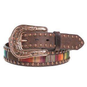 ariat women's serape center copper nail edge belt, multi/color, medium