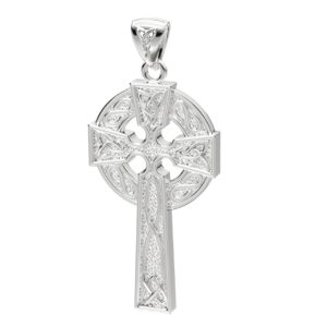 US Jewels 925 Sterling Silver 1.625in Irish Celtic Knot Cross Polished Finish Pendant