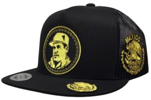 capsnmore el chapo guzman mexico logo federal 3 logos hat black mesh snapback