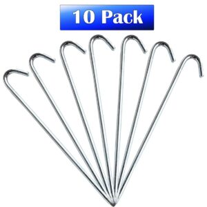 Moose Supply Steel Tent Stakes Heavy Duty Ground Stake, Metal Stakes to Anchor Commercial Inflatables, Outdoor Camping Canopy, Fence, Garden Tent Accessories, 1/2" Diameter x 12" Length, 10 Pack