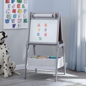 Delta Children MySize Kids Double-Sided Storage Easel -Ideal for Arts & Crafts, Drawing, Homeschooling and More - Greenguard Gold Certified, Grey