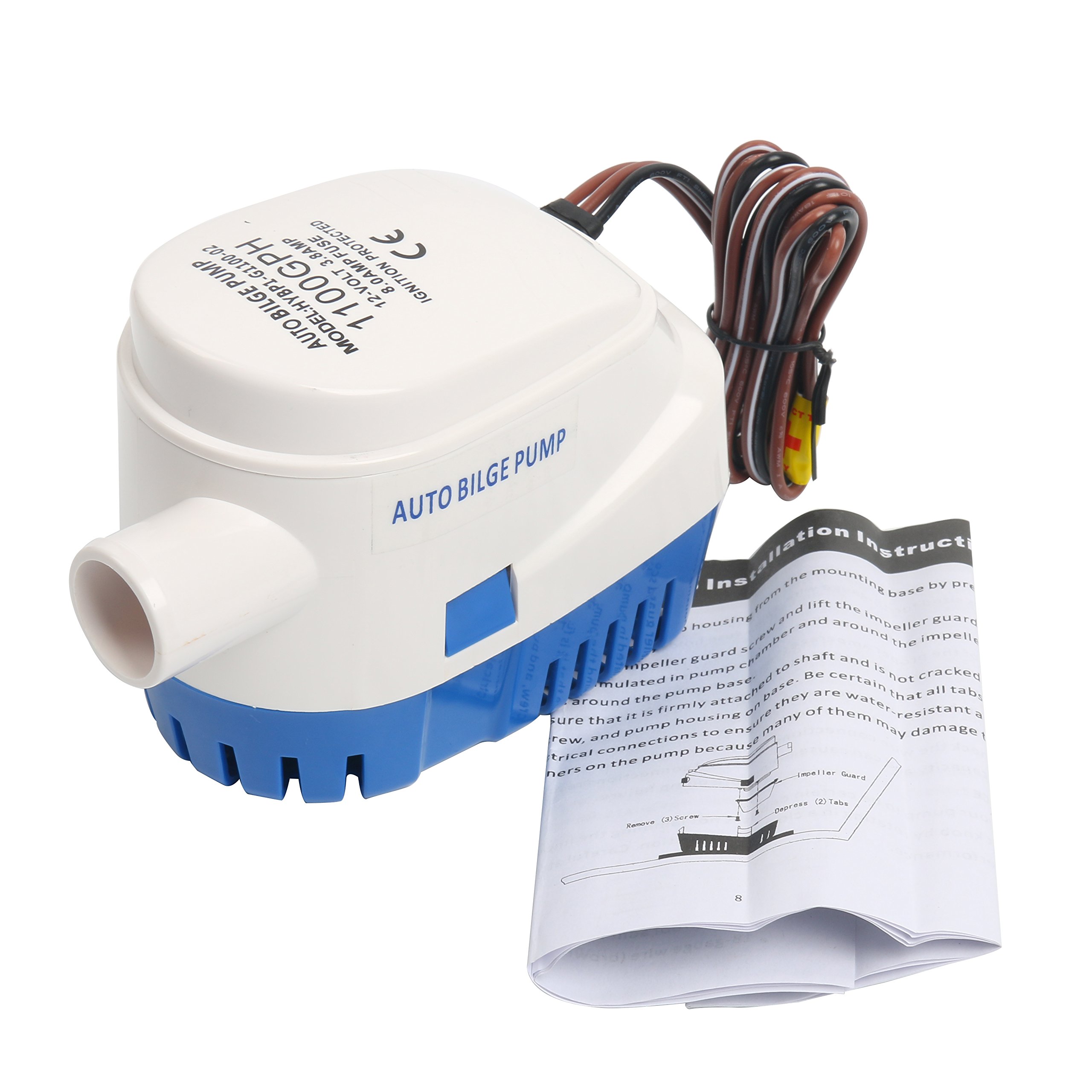 Amarine Made Bilge Pump for Boat Automatic Submersible 12V 1100GPH Bilge Water Pump with Float Switch