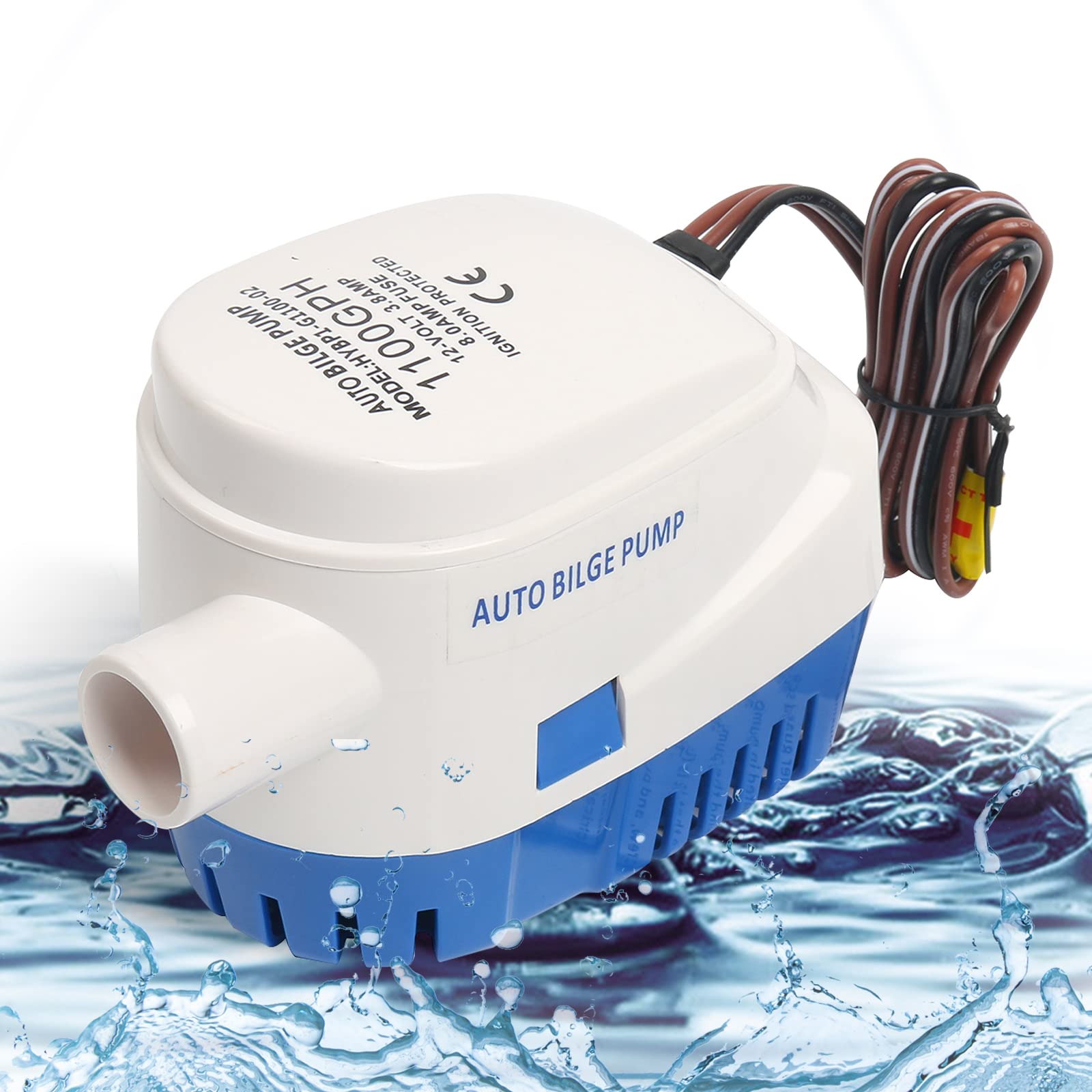 Amarine Made Bilge Pump for Boat Automatic Submersible 12V 1100GPH Bilge Water Pump with Float Switch