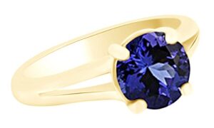 affy simulated blue tanzanite solitaire split shank engagement wedding ring 14k yellow gold (2 cttw) with ring size:-10.5