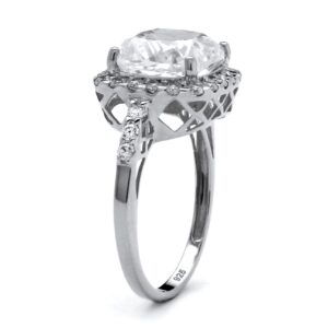 PalmBeach Platinum-plated Sterling Silver Cushion Created White Sapphire Halo Engagement Ring Sizes 6-10 Size 10