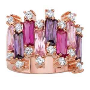 palmbeach jewelry rose gold-plated or yellow gold-plated emerald cut and baguette cubic zirconia multicolor ring size 7