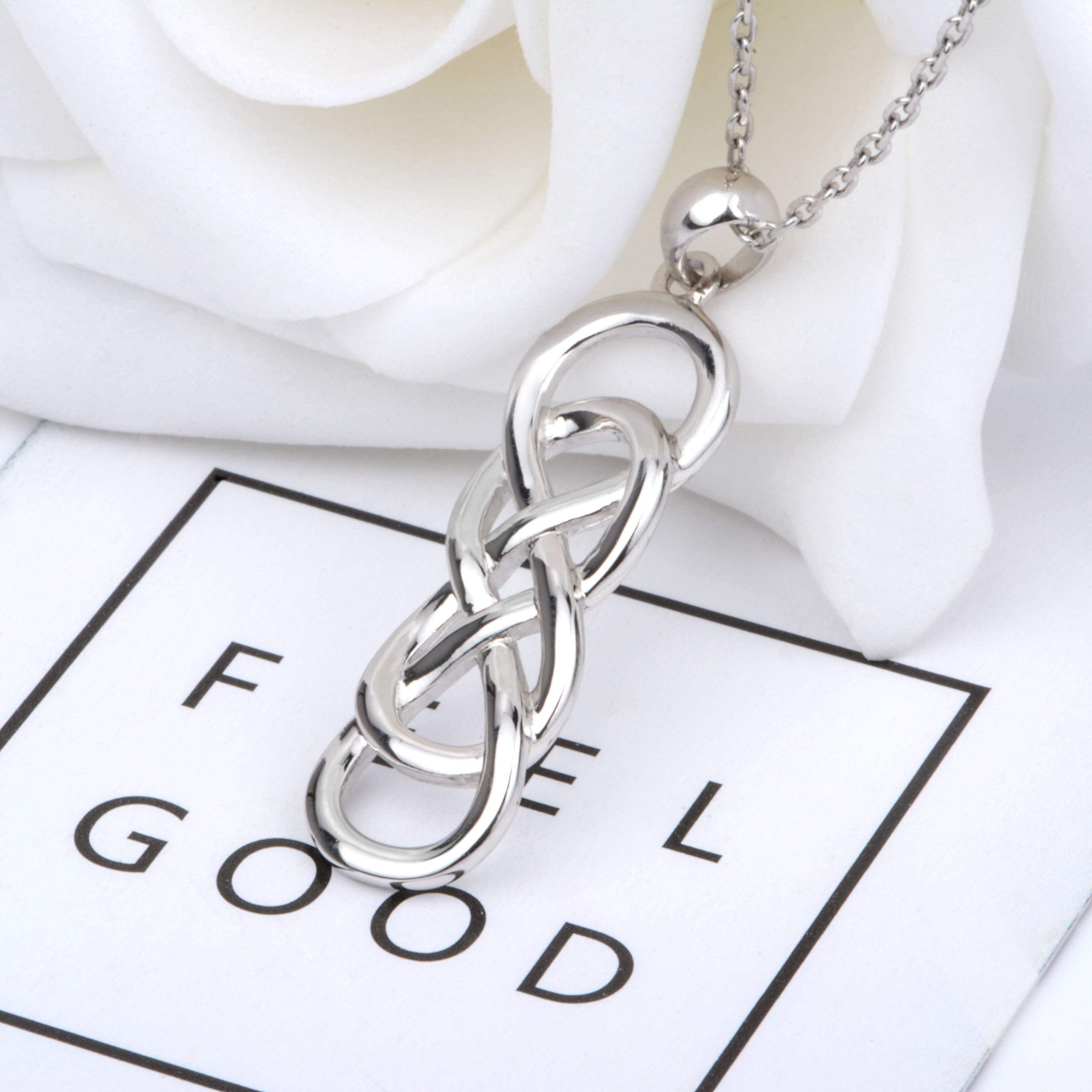 APOTIE Celtic Infinity Necklace for Women - 925 Sterling Silver CZ Infinite Pendant Eternal Jewelry Gifts for Girlfriend Wife (Silver)