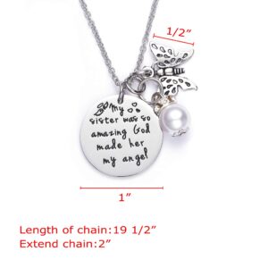 LParkin Sister Memorial Necklace My Sister Was So Amazing God Made Her My Angel Sympathy Gift (Necklace)