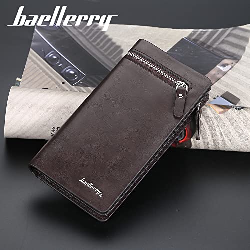 Men's Bifold Leather Zip Coin Handbag Multi Card Holder Purse Long Wallet Clutch