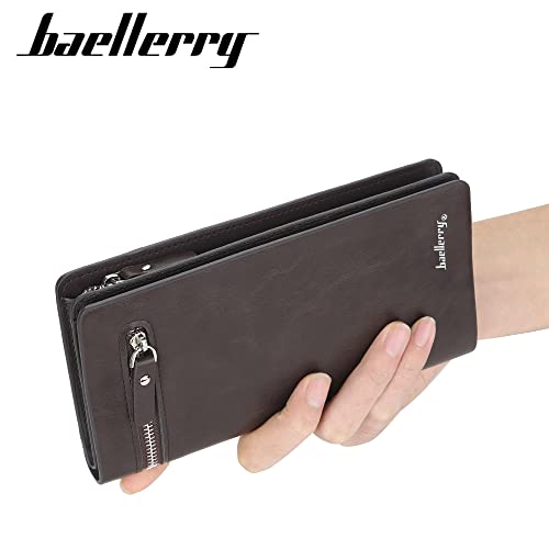 Men's Bifold Leather Zip Coin Handbag Multi Card Holder Purse Long Wallet Clutch