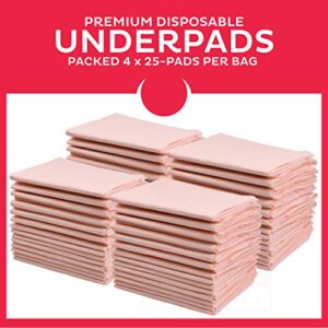 Premium Disposable Underpads 30”x36” (Packed 4x25 Case) Ultra Absorbent Chux Incontinence Bed Pads, Pet Training Pads X-Large 100/Case